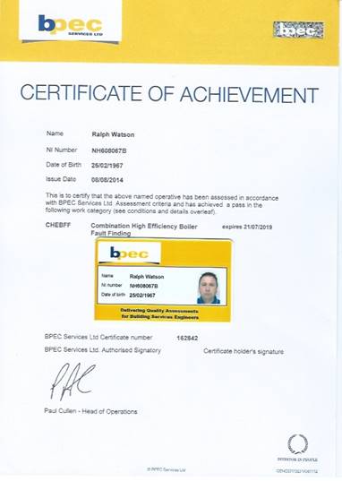 BPEC certificate